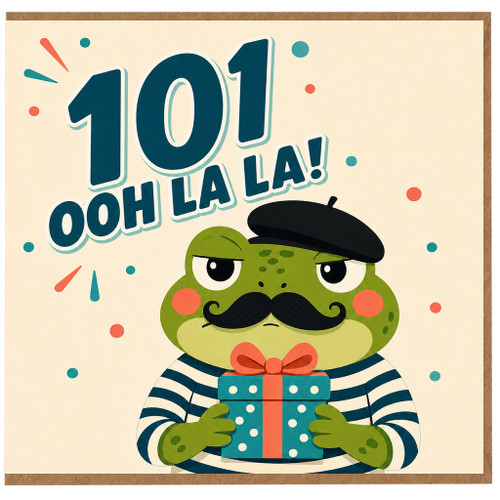 101st Birthday Card, 101 Ooh La La Funny Frog Birthday Card