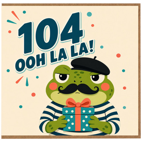 104th Birthday Card, Ooh La La Frog Birthday Card