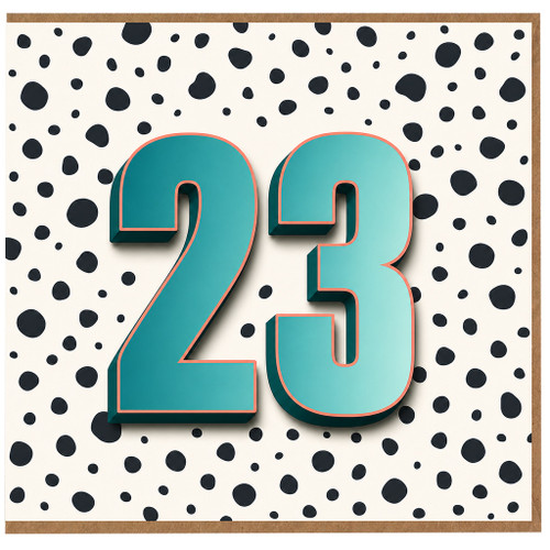23rd Birthday Card, Bold Turquoise Number 23 Design