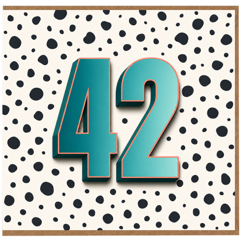 42nd Birthday Card, Bold Number 42 Design