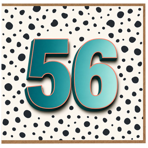 56th Birthday Card, Bold Teal Number 56 Design