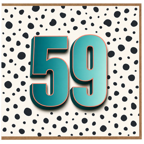 59th Birthday Card, - Bold Teal Number 59 Design