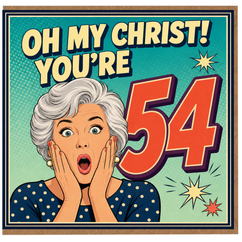 54th Birthday Card, Funny Retro Pop Art Card for Her