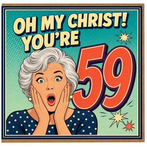59th Birthday Card, Funny Retro Comic Birthday Card for Her