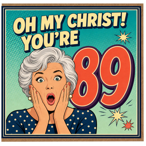 89th Birthday Card, Funny Retro Comic Surprise Birthday Card
