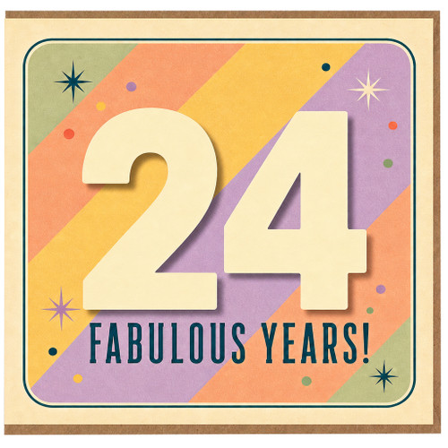 24th Birthday Card, 24 Fabulous Years Retro Pastel Card