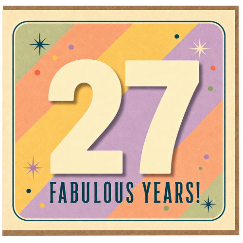 27th Birthday Card, Fabulous Years Retro Style Card