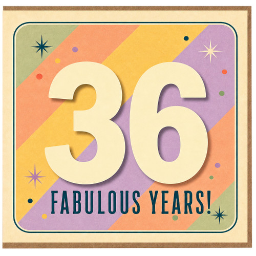 36th Birthday Card, Fabulous Years Retro Birthday Card