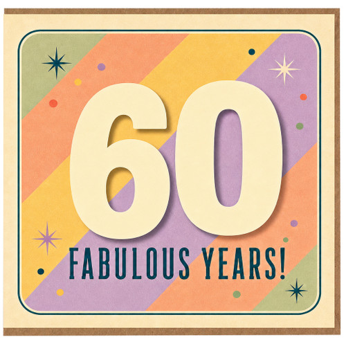 60th Birthday Card, Fabulous Years Retro Style Card