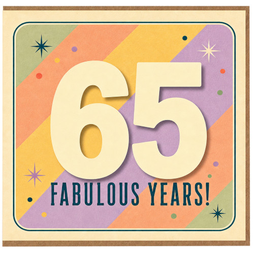 65th Birthday Card, Fabulous Years Retro Party Design