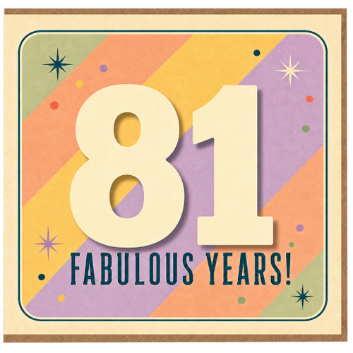 81st Birthday Card, Fabulous Years Retro Pastel Greeting Card