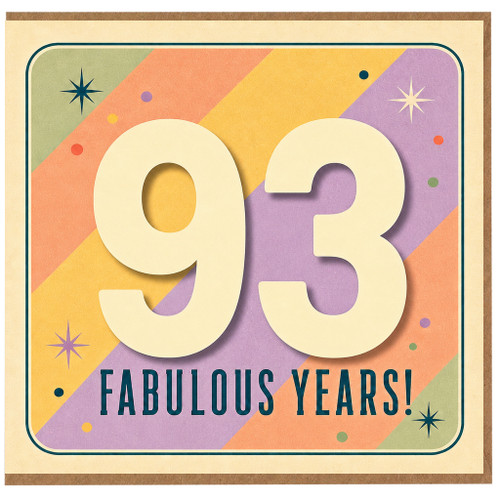 93rd Birthday Card, Fabulous Years Retro Style Card
