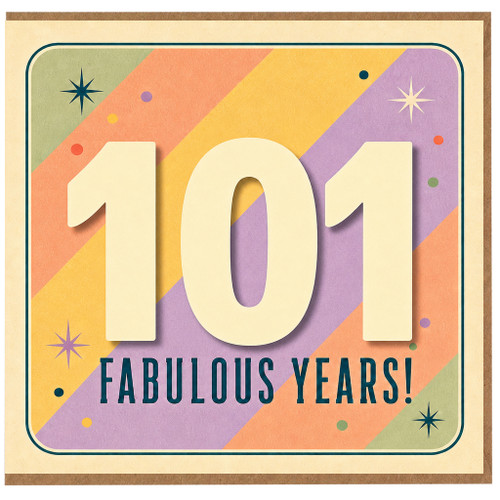 101st Birthday Card, Fabulous Years Retro Pastel Design
