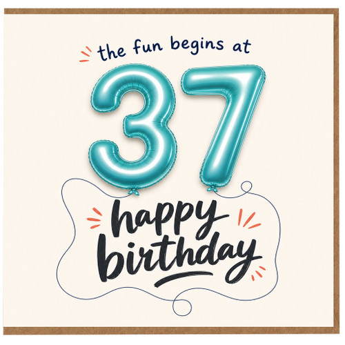 37th Birthday Card, Happy Birthday Card for 37 Year Old