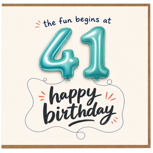 41st Birthday Card, Happy 41st Birthday Balloon Design