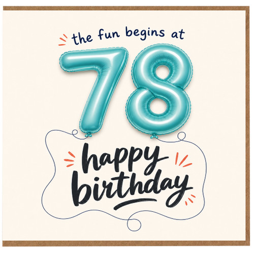 78th Birthday Card, Happy Birthday Card for 78 Year Old