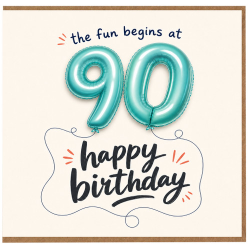 90th Birthday Card, Happy Birthday Balloon Design