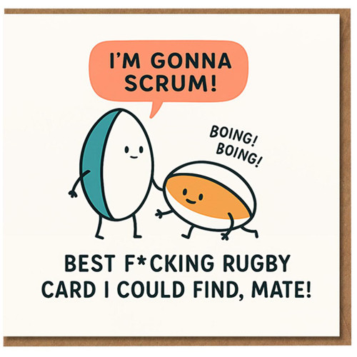 Funny Rude Rugby Birthday Card - Best F*cking Rugby Card I Could Find, Mate! - Cartoon Balls - For Friend, Fan, Him