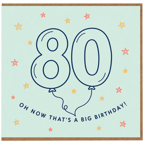 80th Birthday Card, Oh Now That’s A Big Birthday, Balloon Number 80 Design