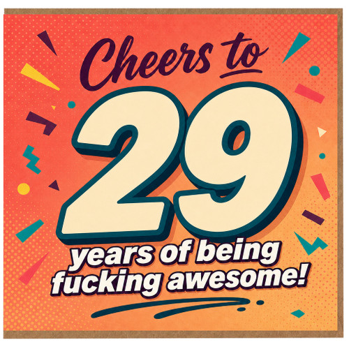 29th Birthday Card, Cheers to 29 Years of Being Awesome