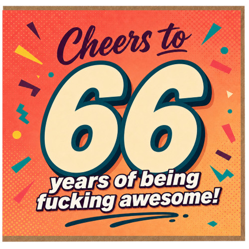 66th Birthday Card, Cheers to 66 Years of Being Awesome Retro Confetti Card