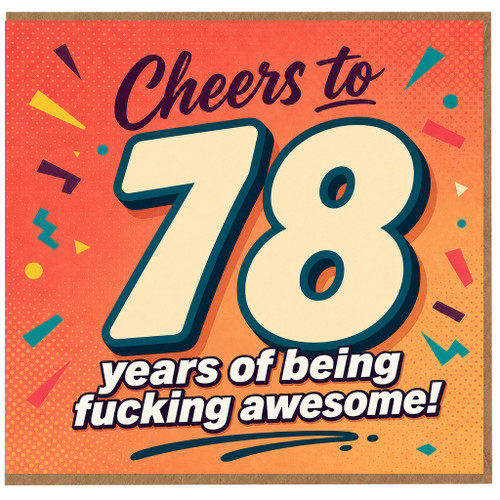 78th Birthday Card, Cheers to 78 Years of Being Awesome Retro Celebration Card