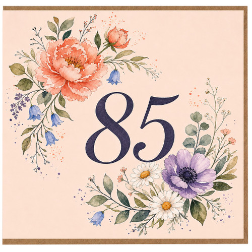 85th Birthday Card, Floral Wreath