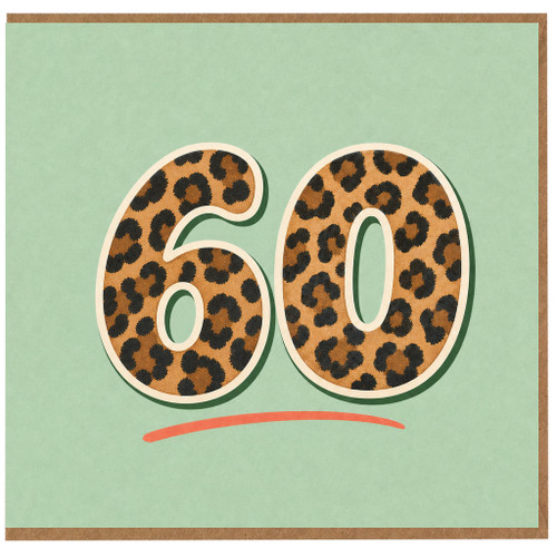 60th Birthday Card, Leopard Print 60 Card