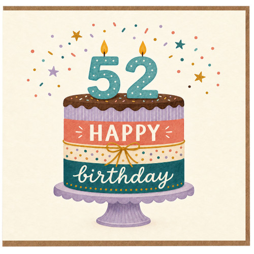 52nd Birthday Card, Happy 52 Birthday Cake Design Card