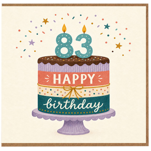 83rd Birthday Card, Happy Birthday Cake Design Card