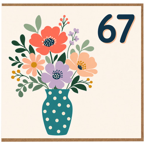 67th Birthday Card, Floral Bouquet Card