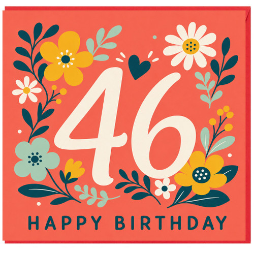 46th Birthday Card, Floral Happy Birthday Card
