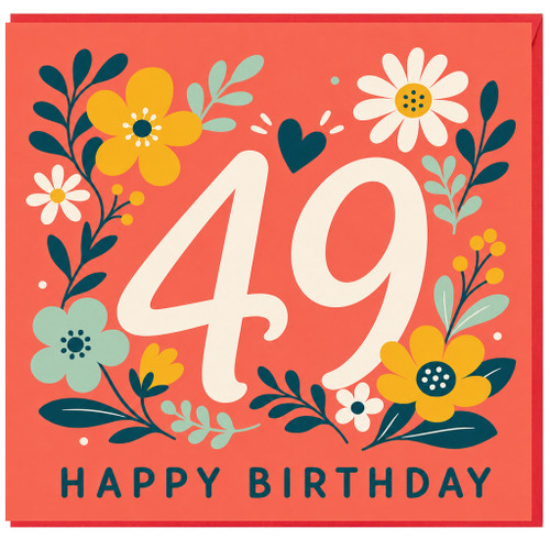 49th Birthday Card, Floral Happy Birthday Card