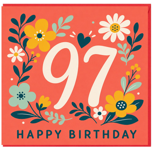 97th Birthday Card, Happy Birthday Floral Card