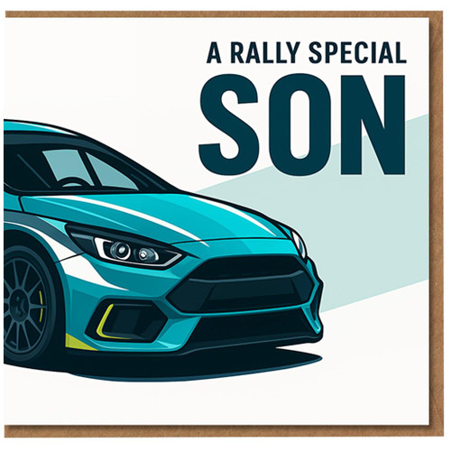 Son Birthday Card - A Rally Special Son - Racing Car Design, Funny Motorsport Pun Card for Boys or Teens