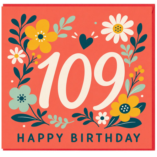 109th Birthday Card, Floral Design