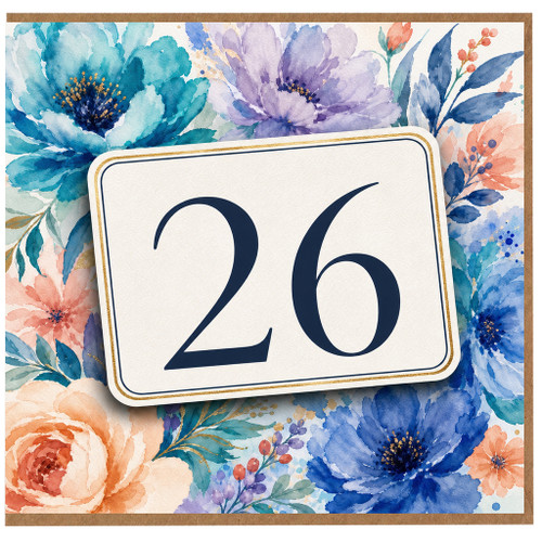 26th Birthday Card, Floral Number 26 Birthday Card