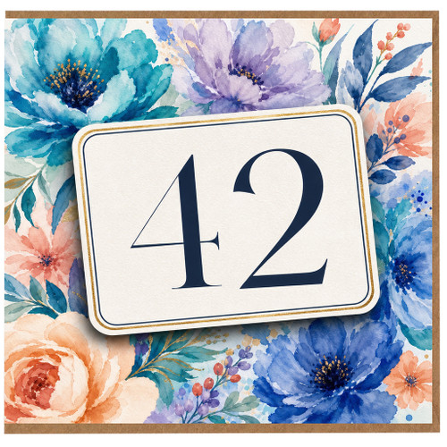 42nd Birthday Card, Floral Watercolour