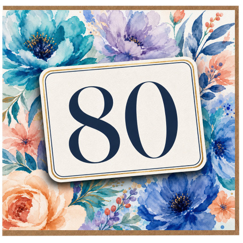 80th Birthday Card, Floral Age 80 Card