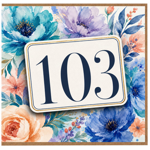 103rd Birthday Card, Floral Age 103 Birthday Card