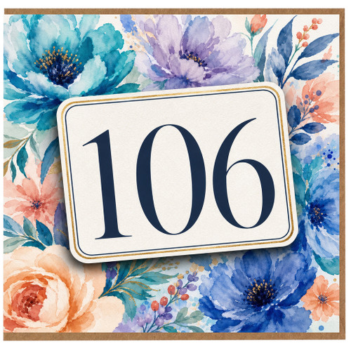 106th Birthday Card, Floral Watercolour Number Card
