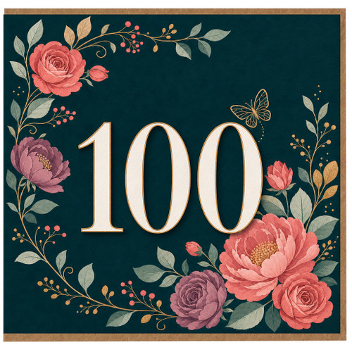 100th Birthday Card, Elegant Floral 100 Today Design