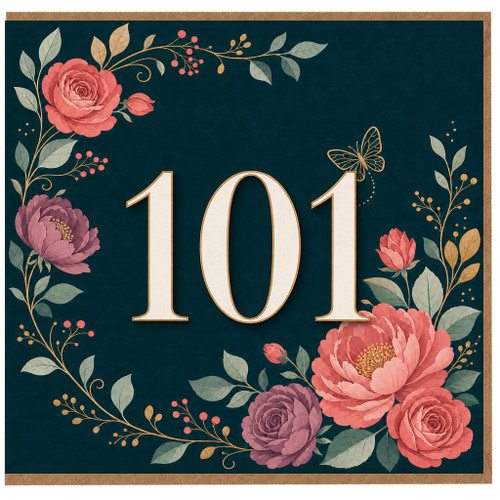 101st Birthday Card, Floral 101 Birthday Card