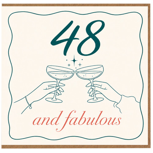 48th Birthday Card, 48 and Fabulous Champagne Toast Card