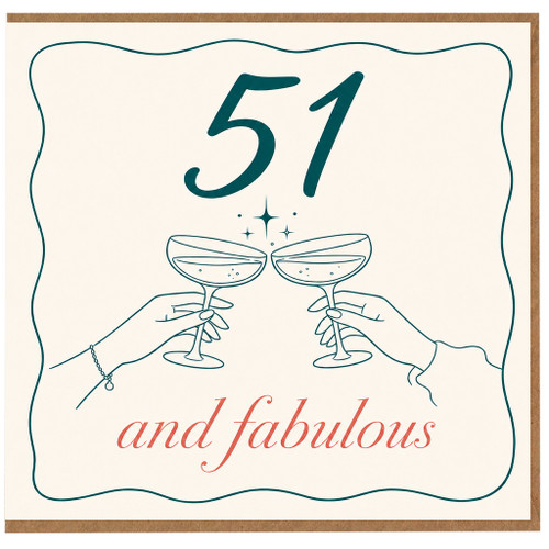 51st Birthday Card, 51 and Fabulous Card