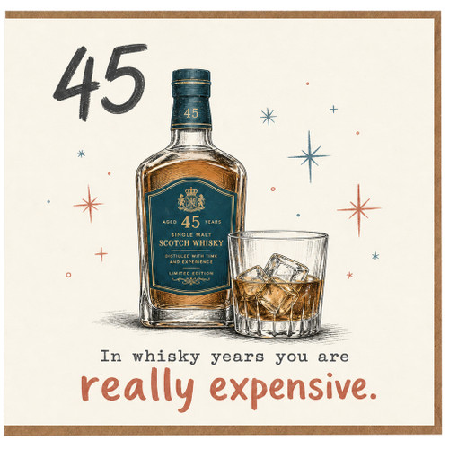 45th Birthday Card, Whisky Lover Joke Card