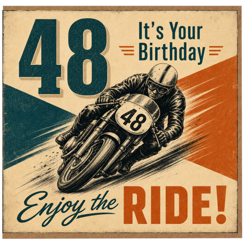48th Birthday Card, Motorcycle Ride Birthday Card