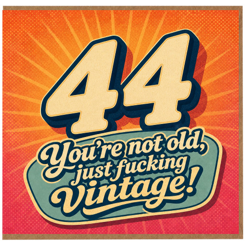 44th Birthday Card, Funny Vintage Birthday Card