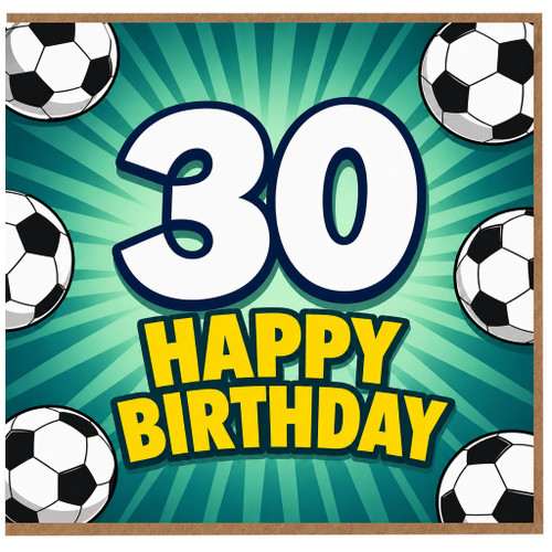 30th Birthday Card, Soccer Ball Happy Birthday Card