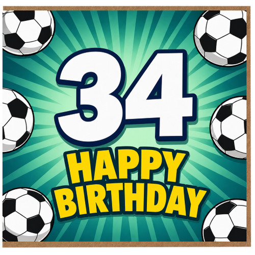 34th Birthday Card, Soccer Happy Birthday Card